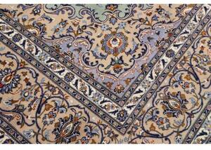Tappeto Kashan Medaglione Floreale Verde Menta Blu Notte 300x427 Cm