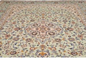 Tappeto Kashan Fine Medaglione Floreale Verde Menta Avorio 300x408 Cm