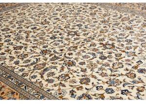 Tappeto Kashan Floreale Avorio Blu Cobalto 305x410 Cm