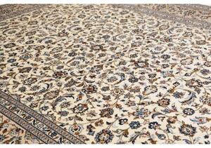 Tappeto Kashan Floreale Avorio Blu Scuro 305x395 Cm