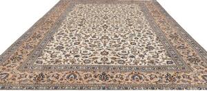 Tappeto Kashan Floreale Avorio Blu Cobalto 305x410 Cm