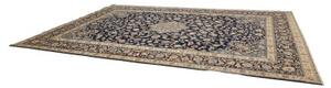 Tappeto Kashan Medaglione Floreale Blu Notte Avorio 310x450 Cm