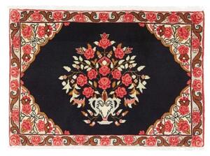 Tappeto Sanandadj Medaglione Floreale Nero Rosso 76x54 Cm