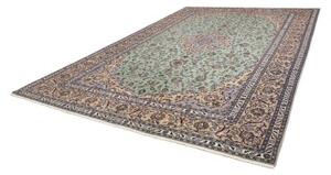 Tappeto Kashan Medaglione Floreale Verde Menta Blu Notte 300x427 Cm