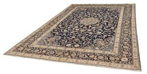 Tappeto Kashan Medaglione Floreale Blu Notte Avorio 310x450 Cm