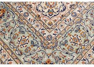 Tappeto Kashan Fine Medaglione Floreale Verde Menta Avorio 300x408 Cm