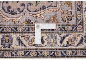 Tappeto Kashan Medaglione Floreale Verde Menta Blu Notte 300x427 Cm