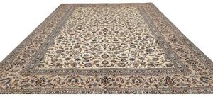 Tappeto Kashan Floreale Avorio Blu Scuro 305x395 Cm