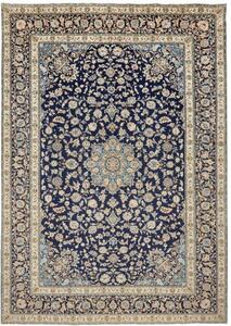 Tappeto Kashan Medaglione Floreale Blu Notte Avorio 310x450 Cm