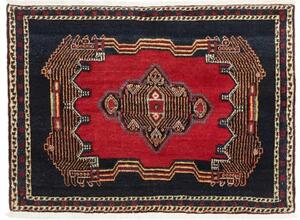 Tappeto Sanandadj Geometrico Blu Scuro Rosso 102x77 Cm