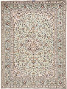 Tappeto Kashan Fine Medaglione Floreale Verde Menta Avorio 300x408 Cm