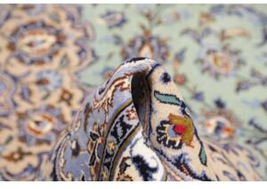 Tappeto Kashan Medaglione Floreale Verde Menta Blu Notte 300x427 Cm