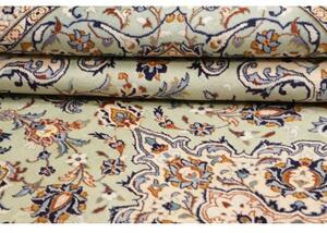 Tappeto Kashan Fine Medaglione Floreale Verde Menta Avorio 300x408 Cm