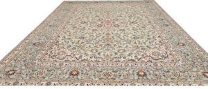 Tappeto Kashan Fine Medaglione Floreale Verde Menta Avorio 300x408 Cm