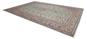 Tappeto Kashan Medaglione Floreale Verde Menta Blu Notte 300x427 Cm