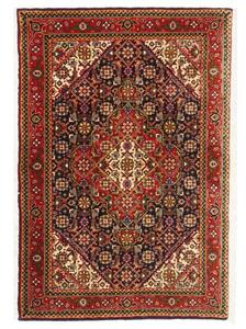 Tappeto Tabriz 40 Raj Stilizzato Rosso Blu Scuro 92x62 Cm