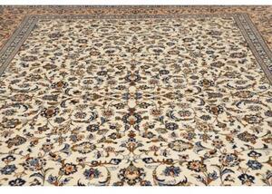 Tappeto Kashan Floreale Avorio Blu Cobalto 305x410 Cm