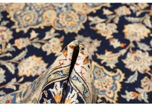 Tappeto Kashan Medaglione Floreale Blu Notte Avorio 310x450 Cm