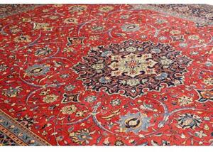 Tappeto Sarough Medaglione Floreale Rosso Blu 298x408 Cm