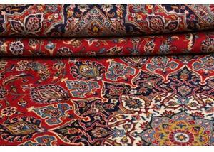 Tappeto Ardakan Medaglione Floreale Rosso Blu Scuro 295x415 Cm