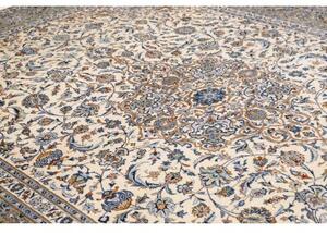 Tappeto Kashan Medaglione Floreale Avorio Blu 310x400 Cm