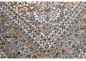 Tappeto Kashan Medaglione Floreale Avorio Blu 310x400 Cm