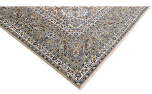 Tappeto Kashan Medaglione Floreale Avorio Blu 310x400 Cm