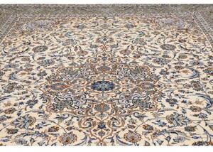 Tappeto Kashan Medaglione Floreale Avorio Blu 310x400 Cm