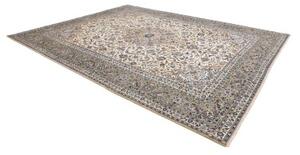 Tappeto Kashan Medaglione Floreale Avorio Blu 310x400 Cm