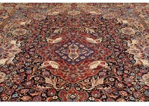 Tappeto Kashamr Zirkhaki Medaglione Floreale Blu Notte Rosso Mattone 307x398 Cm