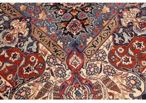 Tappeto Kashamr Zirkhaki Medaglione Floreale Blu Notte Rosso Mattone 307x398 Cm