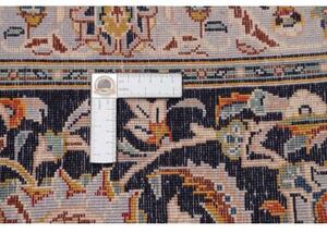Tappeto Kashan Medaglione Floreale Blu Notte Avorio 310x450 Cm