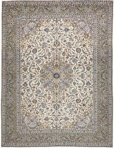 Tappeto Kashan Medaglione Floreale Avorio Blu 310x400 Cm