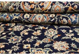 Tappeto Kashan Medaglione Floreale Blu Notte Avorio 310x450 Cm