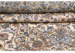Tappeto Kashan Medaglione Floreale Avorio Blu 310x400 Cm