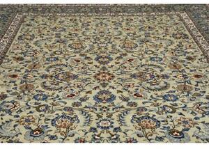 Tappeto Kashan Floreale Verde Chiaro Blu Cobalto 293x400 Cm