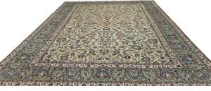 Tappeto Kashan Floreale Verde Chiaro Blu Cobalto 293x400 Cm