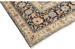 Tappeto Kashan Medaglione Floreale Blu Notte Avorio 310x450 Cm