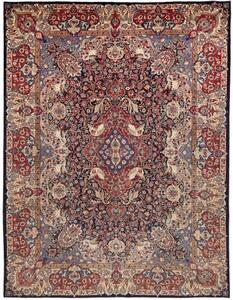 Tappeto Kashamr Zirkhaki Medaglione Floreale Blu Notte Rosso Mattone 307x398 Cm