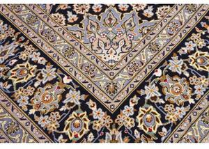 Tappeto Kashan Medaglione Floreale Blu Scuro Celeste 260x382 Cm