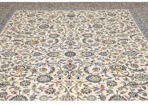 Tappeto Kashan Floreale Avorio Blu 308x410 Cm