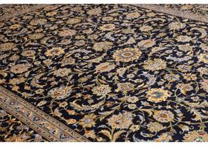 Tappeto Kashan Floreale Blu Notte Avorio 310x415 Cm