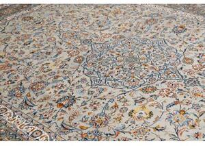 Tappeto Kashan Medaglione Floreale Beige Verde Salvia 285x362 Cm
