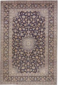 Tappeto Kashan Medaglione Floreale Blu Scuro Celeste 260x382 Cm
