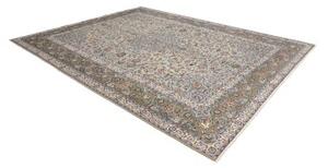 Tappeto Kashan Medaglione Floreale Beige Verde Salvia 285x362 Cm