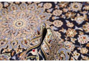 Tappeto Kashan Medaglione Floreale Blu Scuro Celeste 260x382 Cm