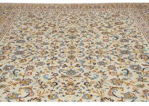 Tappeto Kashan Floreale Avorio Blu 296x395 Cm