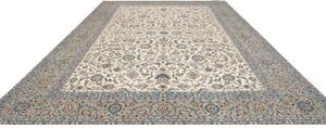 Tappeto Kashan Floreale Avorio Blu 308x410 Cm