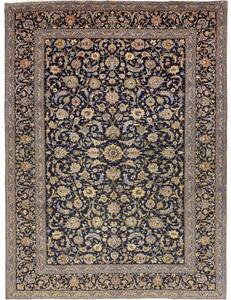 Tappeto Kashan Floreale Blu Notte Avorio 310x415 Cm