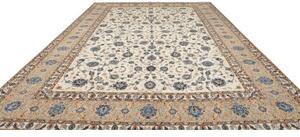 Tappeto Kashan Floreale Avorio Blu 325x440 Cm